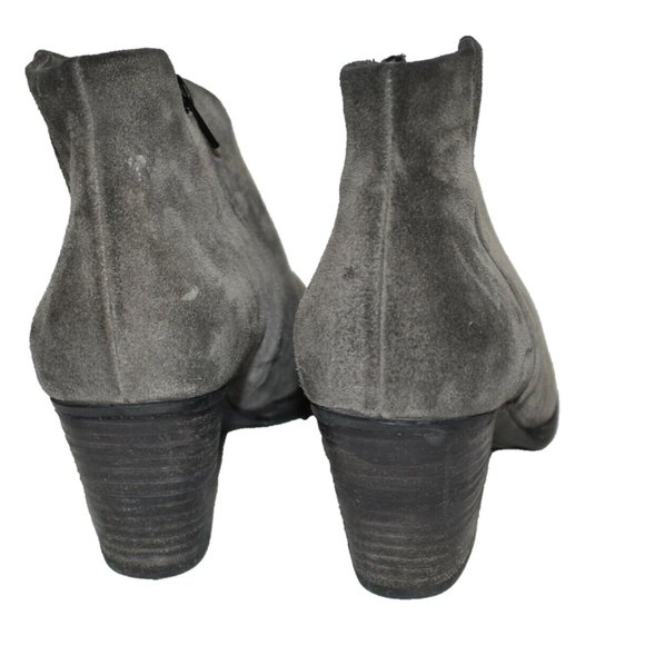 $440 PAUL GREEN Delgado Ankle Bootie STACKED BURNISHED SUEDE GREY 7.5 (B25) - Picture 5 of 6
